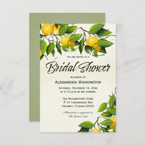 Modern Vintage Lemon Fruit  Bridal Shower  Invitation