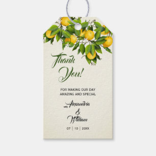 Modern Vintage Lemon Fruit Thank You Wedding Gift Tags