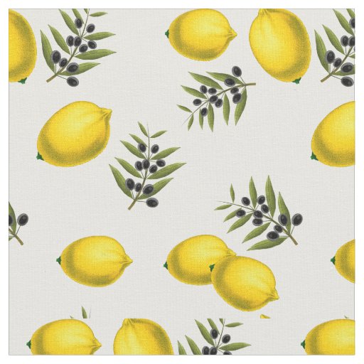 Modern Vintage Lemon & Olive Pattern Fabric
