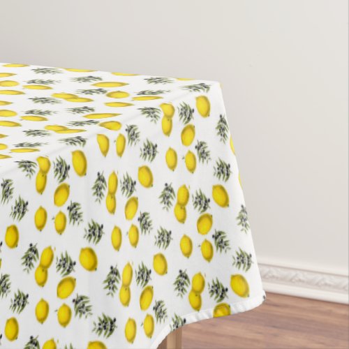 Modern Vintage Lemon  Olive Pattern Tablecloth