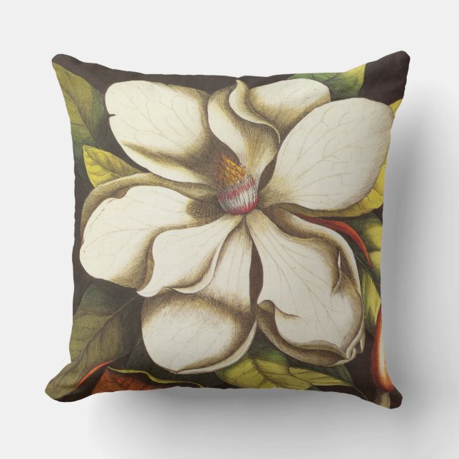 modern vintage magnolia throw pillow (Front)