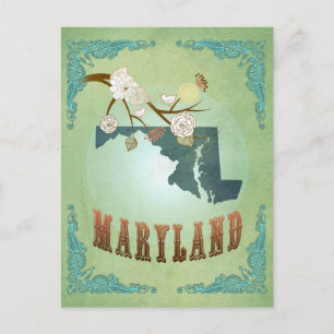 Modern Vintage Maryland State Map – Sage Green Postcard