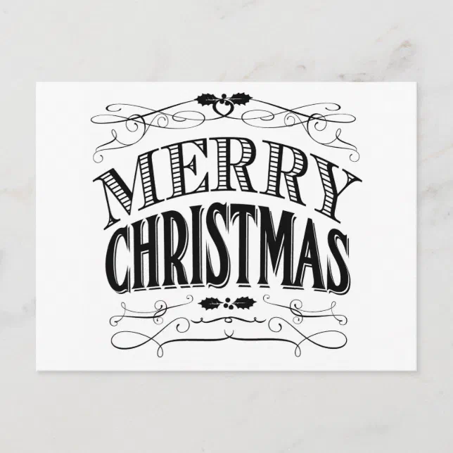 Modern Vintage Merry Christmas Holiday Postcard | Zazzle