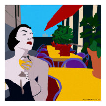 Modern Vintage Multi-colored Digital Evening Wine