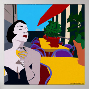 Modern Vintage Multi-colored Digital Evening Wine Poster