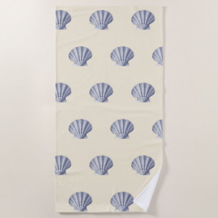 Modern Vintage Navy Blue on Beige Cream Beach Towel