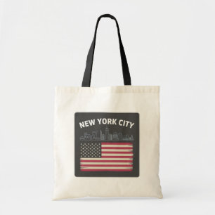 Modern Vintage New York City NYC Stylized Skyline Tote Bag