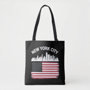 Modern Vintage New York City NYC Stylized Skyline Tote Bag