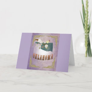 Modern Vintage Oklahoma State Map-Sweet Lavender Holiday Card