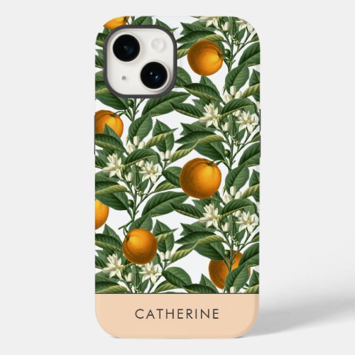 Modern Vintage Orange Citrus Fruit Blossom Case_Mate iPhone 14 Case