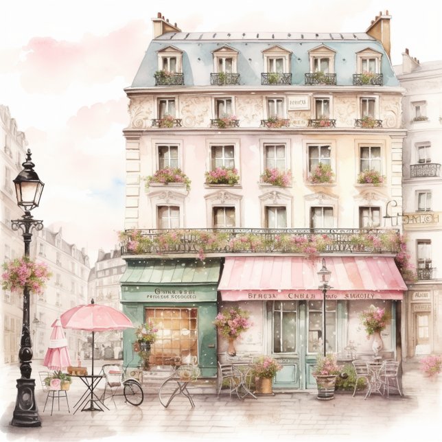 Modern Vintage Paris Cafe Scene Shower Curtain (Creator Uploaded)