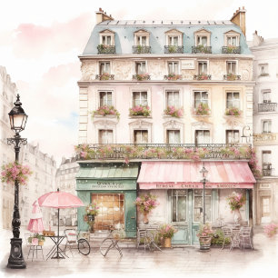 Modern Vintage Paris Cafe Scene Shower Curtain