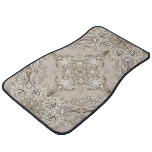 modern vintage paris fashion elegant grey beige  car mat