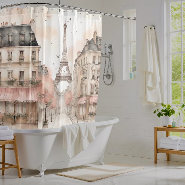 Modern Vintage Paris Spring Blossom Shower Curtain (Creator Uploaded)