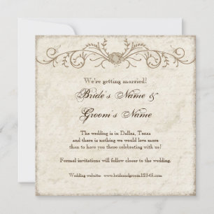 Modern Vintage Peony Floral Swirls, Save the Date