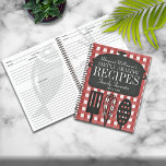 Modern Vintage Personalized Recipe Notebook<br><div class="desc">A whimsical blend of retro/vintage with a modern,  personalized touch. Pretty red gingham background,  soup pot and kitchen utensils decorate the front of this spiral bound,  lay-flat notebook</div>