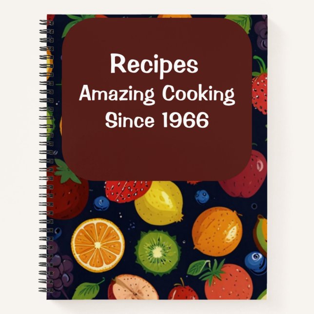 "Modern Vintage Personalized Recipe Notebook" Notebook (Front)
