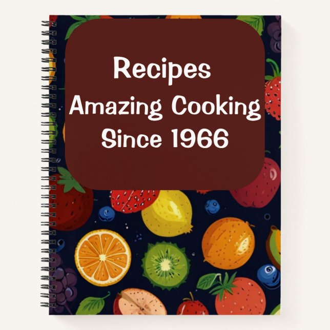 "Modern Vintage Personalized Recipe Notebook" Notebook (Front)