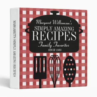 Modern Vintage Personalized Recipes 3 Ring Binder