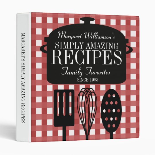 Modern Vintage Personalized Recipes 3 Ring Binder
