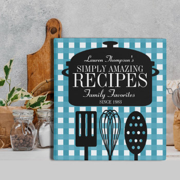 Modern Vintage Personalized Recipes 3 Ring Binder by reflections06 at Zazzle