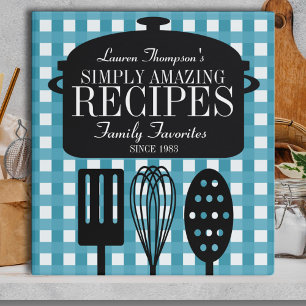 Modern Vintage Personalized Recipes 3 Ring Binder