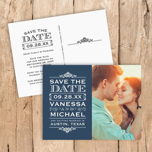 Modern Vintage Photo Save the Date Announcement Postcard