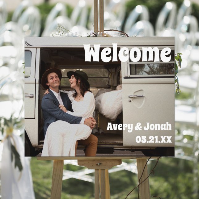 Modern Vintage Photo Wedding Reception Welcome Poster (Creator Uploaded)