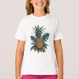 Modern Vintage Pineapple leaves Summer Vacation    T-Shirt