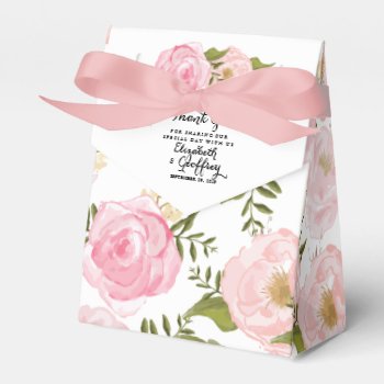 Modern Vintage Pink Floral Personalized Wedding Favor Boxes by Jujulili at Zazzle