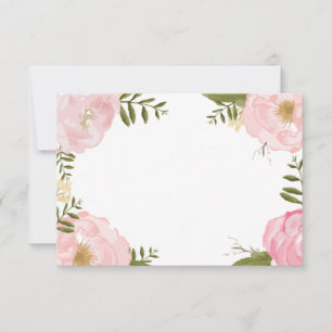 Modern Vintage Pink Floral Wedding Blank Card