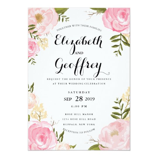 Pink Flower Wedding Invitations 3