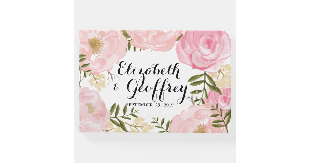 Modern Vintage Pink Floral Wedding Personalized Guest Book Zazzle