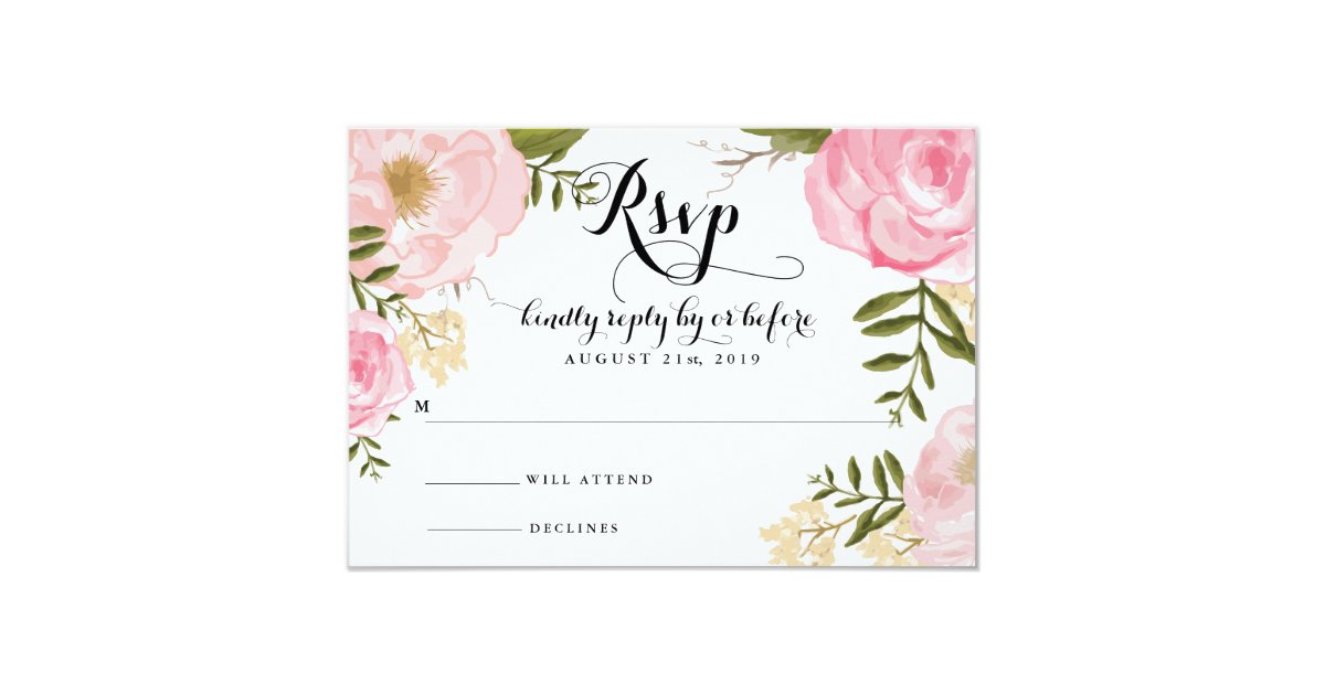 Modern Vintage Pink Floral Wedding RSVP Card | Zazzle.com