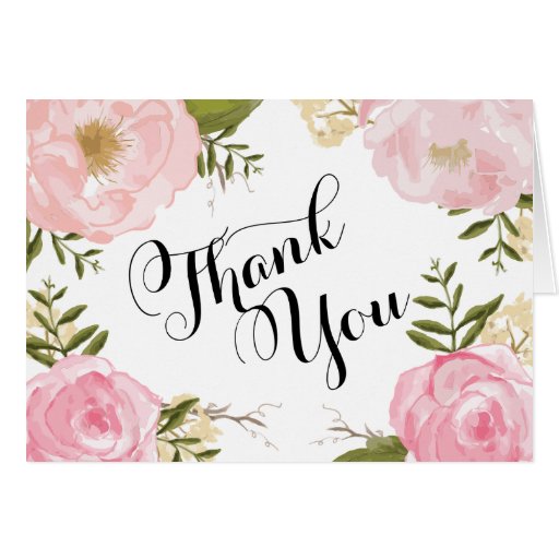 Modern Vintage Pink Floral Wedding Thank You Card | Zazzle