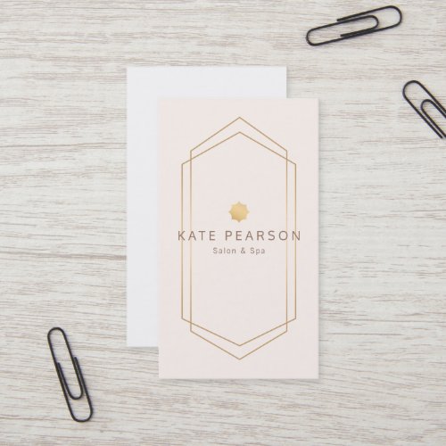 Modern Vintage Pink Gold Geometric Salon Spa Business Card