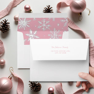 Modern Vintage Pink Winter Christmas Snowflakes  Envelope