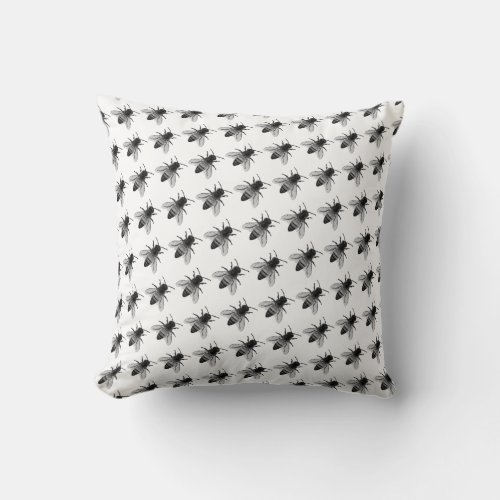 Modern Vintage Queen Bee Drawing Throw Pillow