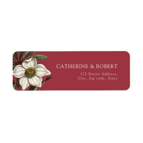 Modern Vintage Red White Christmas Rose Label