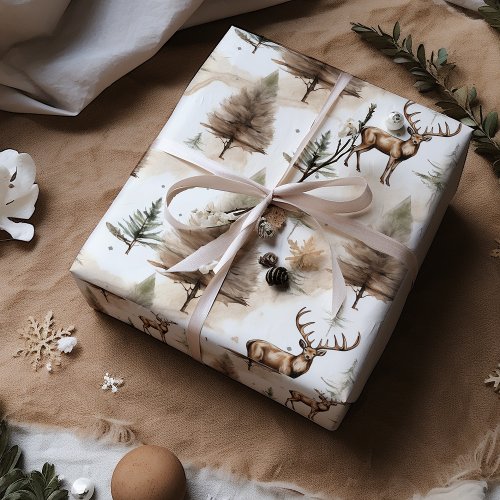 Modern Vintage Reindeer Christmas Wrapping Paper