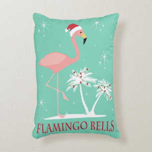 MODERN VINTAGE RETRO CHRISTMAS FLAMINGO ACCENT PILLOW