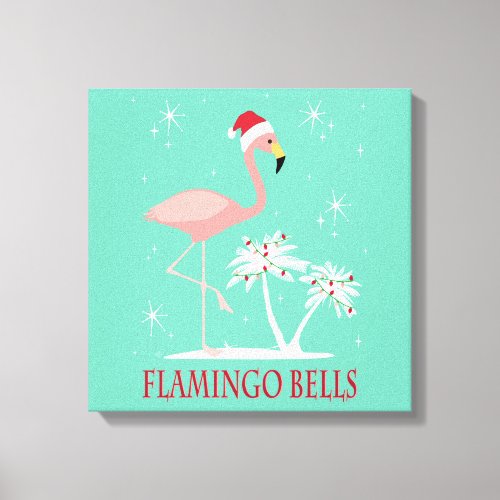 MODERN VINTAGE RETRO CHRISTMAS FLAMINGO CANVAS PRINT