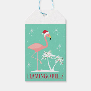 MODERN VINTAGE RETRO CHRISTMAS FLAMINGO GIFT TAGS
