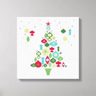 modern vintage retro christmas tree canvas print