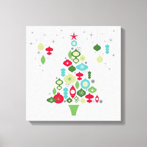 modern vintage retro christmas tree canvas print