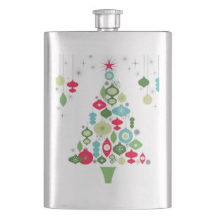 modern vintage retro christmas tree flask