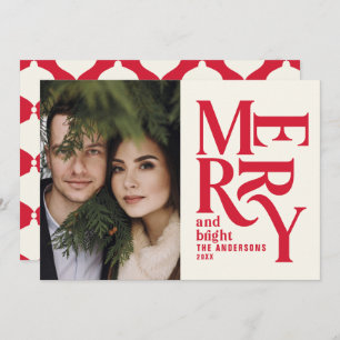 Modern vintage retro Chritsmas red holiday Announcement