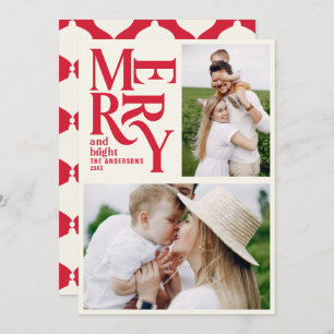 Modern vintage retro Chritsmas red photo Announcement