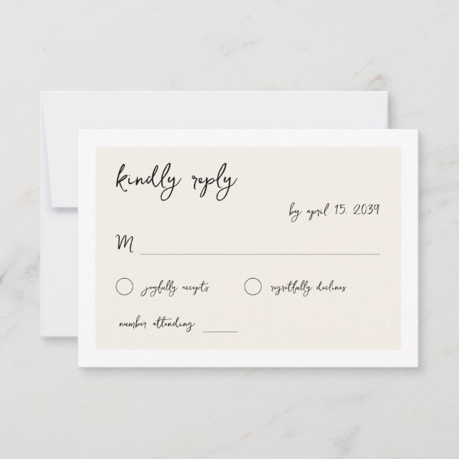 Modern Vintage Retro Handwriting Wedding RSVP Card (Front)