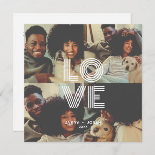 Modern Vintage Retro Love Typography 4 Photo Note Card